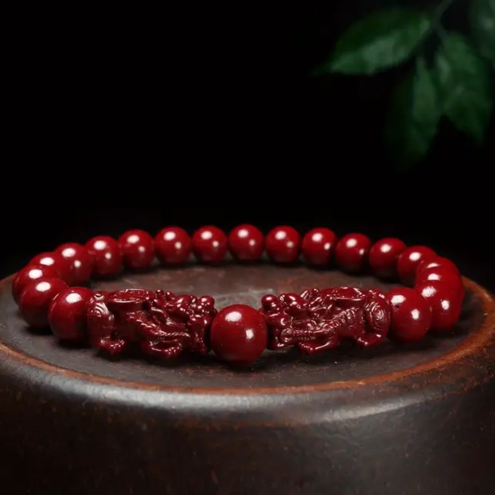 Double Pixiu cinnabar bracelet - Picture 6 of 7
